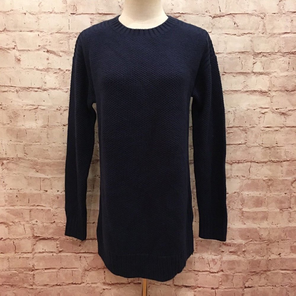 a.n.a. A New Approach Womens XS Navy Blue Tunic Sweater Crewneck Long Sleeve NEW